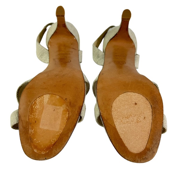 CHANEL Beige Fabric Slingback Strappy Sandals Made in Italy Marked as 37.5-7.5US - Picture 10 of 12